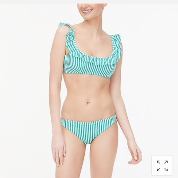 J Crew French Bikini Bottom Nika Stripe green white AO450 NWT XS - Picture 3 of 4